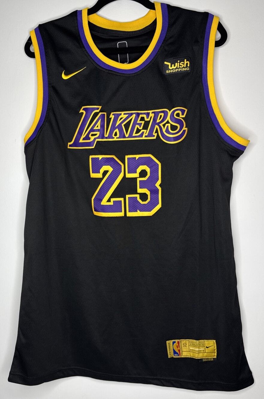 Nike LeBron James #23 Los Angeles Lakers Earned Jersey XL 52 Black/Purple Wish